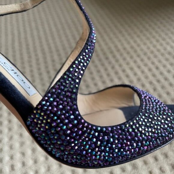 Jimmy Choo Blue Rhinestone Lang Pumps - Picture 7 of 7